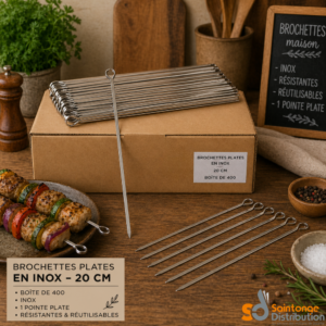 400 brochettes plates inox 20cm