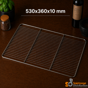 grille inox à bords relevés 530x360x10mm