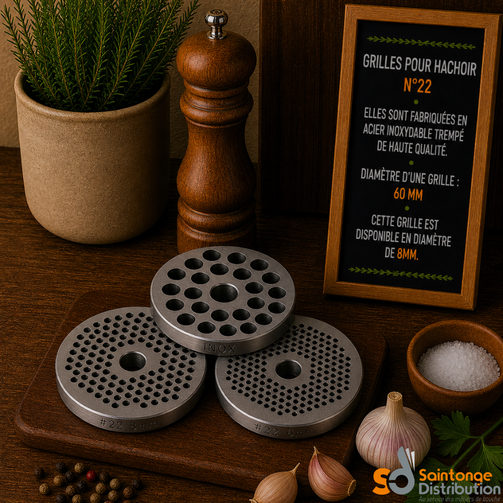 Grille inox N°22 pour hachoir