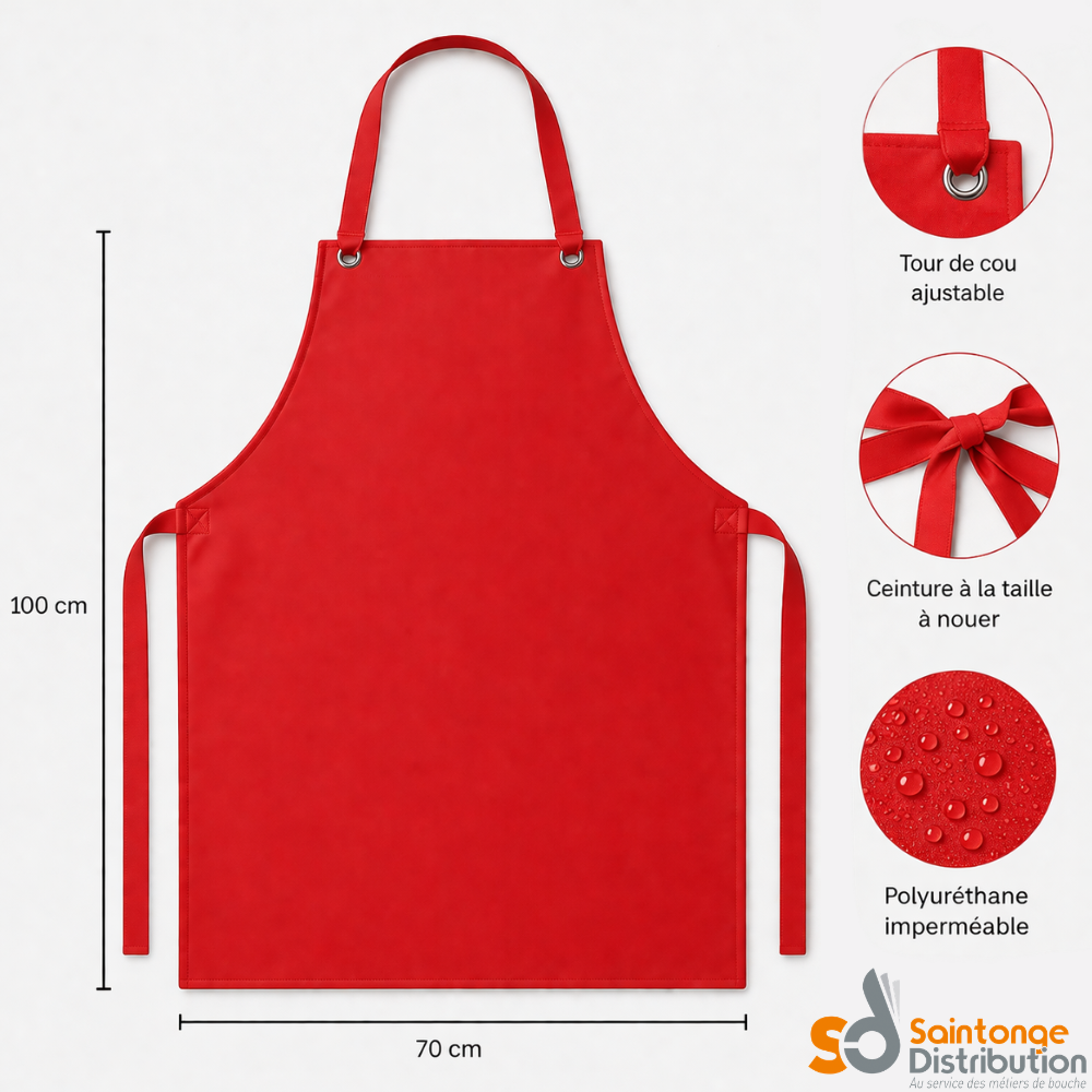 Tablier de service 70X100cm rouge